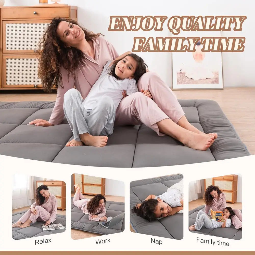 Grey Twin Size Roll-Up Tatami Mattress, Portable Camping Bed, 39x80