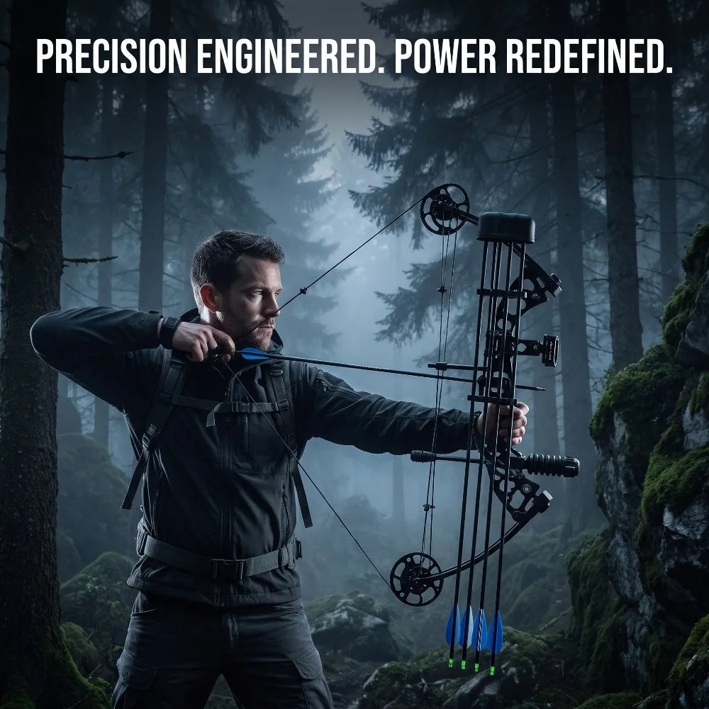 Dual Use Compound Bow Set RH 40-70Lbs Adjustable Draw Weight Aluminum Riser Complete Kit for Target Shooting Practice