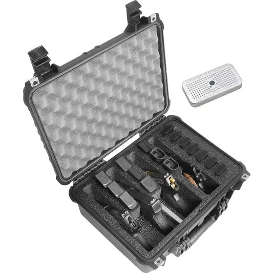 Popular.4 Pistol and 16 Magazine Pre-Cut Heavy Duty Waterproof Case with Included Silica Gel Canister to Help Prevent Gun Rust