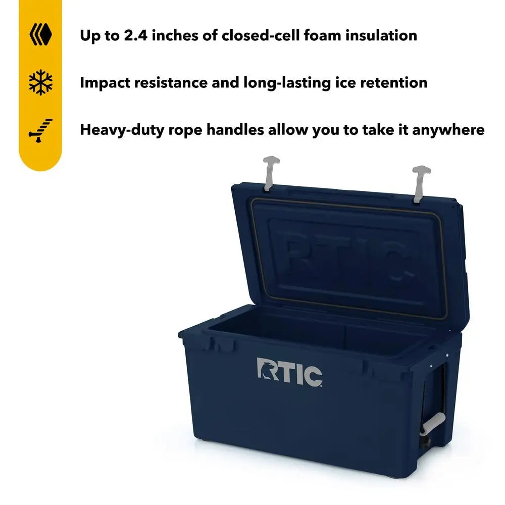 65 QT UltraTough Cooler Hard Insulated Portable Ice Chest Box for Beach, Drink, Beverage, Camping, Picnic, Fishing, Boat, Barbe
