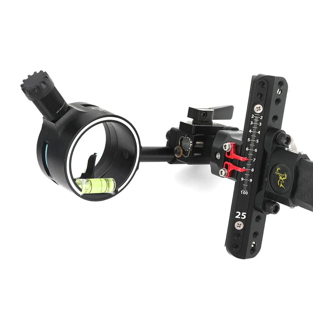 Archery Compound Bow Single Pin Sight Carbon Rod Design Optional 4/6/8X Lens High Precision Aiming Sight For Target Hunting Shooting Accessories