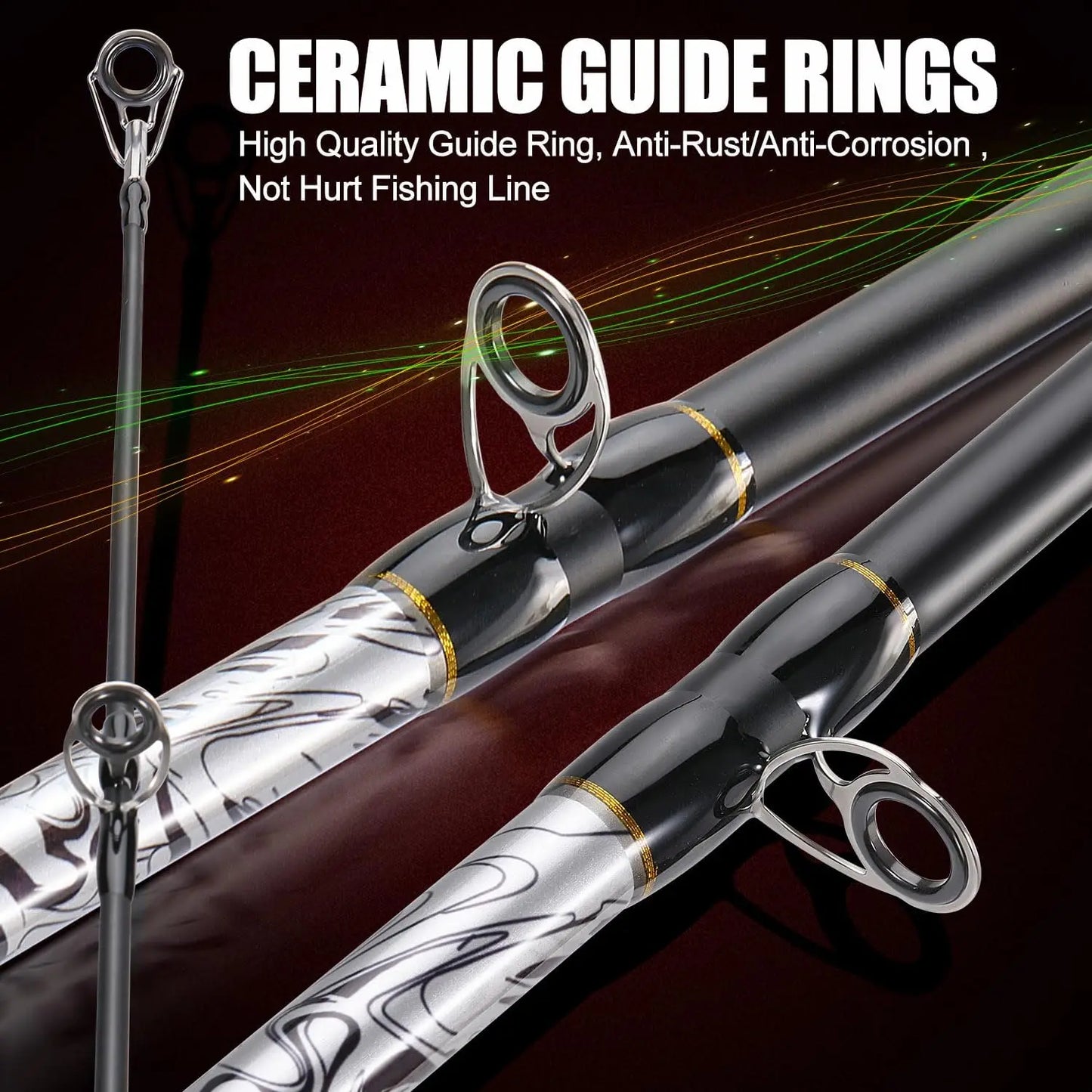 Fiberglass Fishing Rod Combo with Conventional Reel, Medium Heavy for Catfish Salmon Steelhead