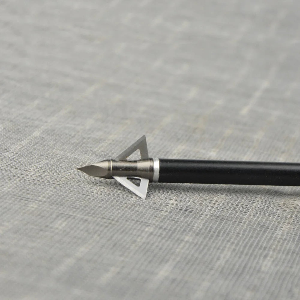 Broadhead Arrowheads 12Pcs 100Grain 3 Fixed Blades Stainless Steel Screw-in Tips for Compound Recurve Crossbow Hunting Shooting Target Practice Durable Corrosion-Resistant Archery Accessories