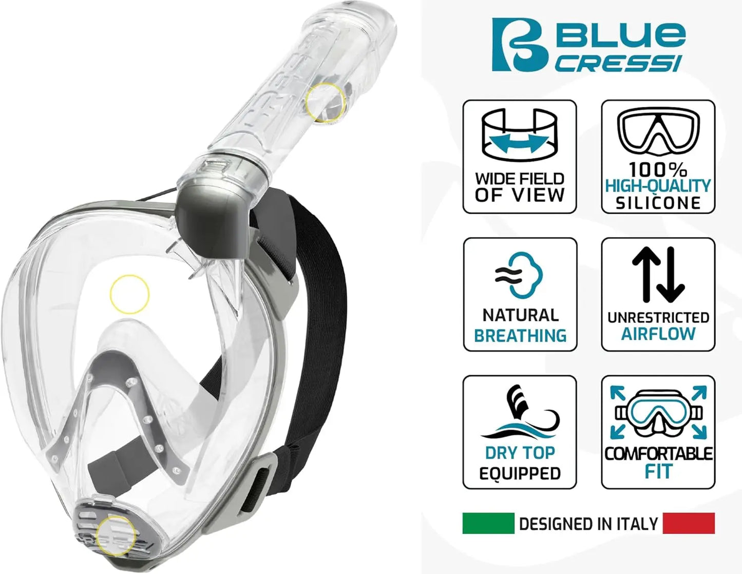 Full Face Snorkeling Mask for Adults - Wide Clear View with Anti-Fog System, Easy Breathing Design