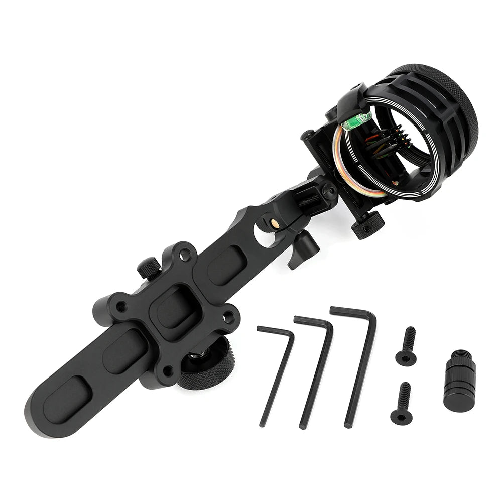 0.019“ Optical Fiber Compound Bow Sight Five Pin  Sight CNC Aluminum Alloy Left Right Hand for Adults Hunting Shooting Tool