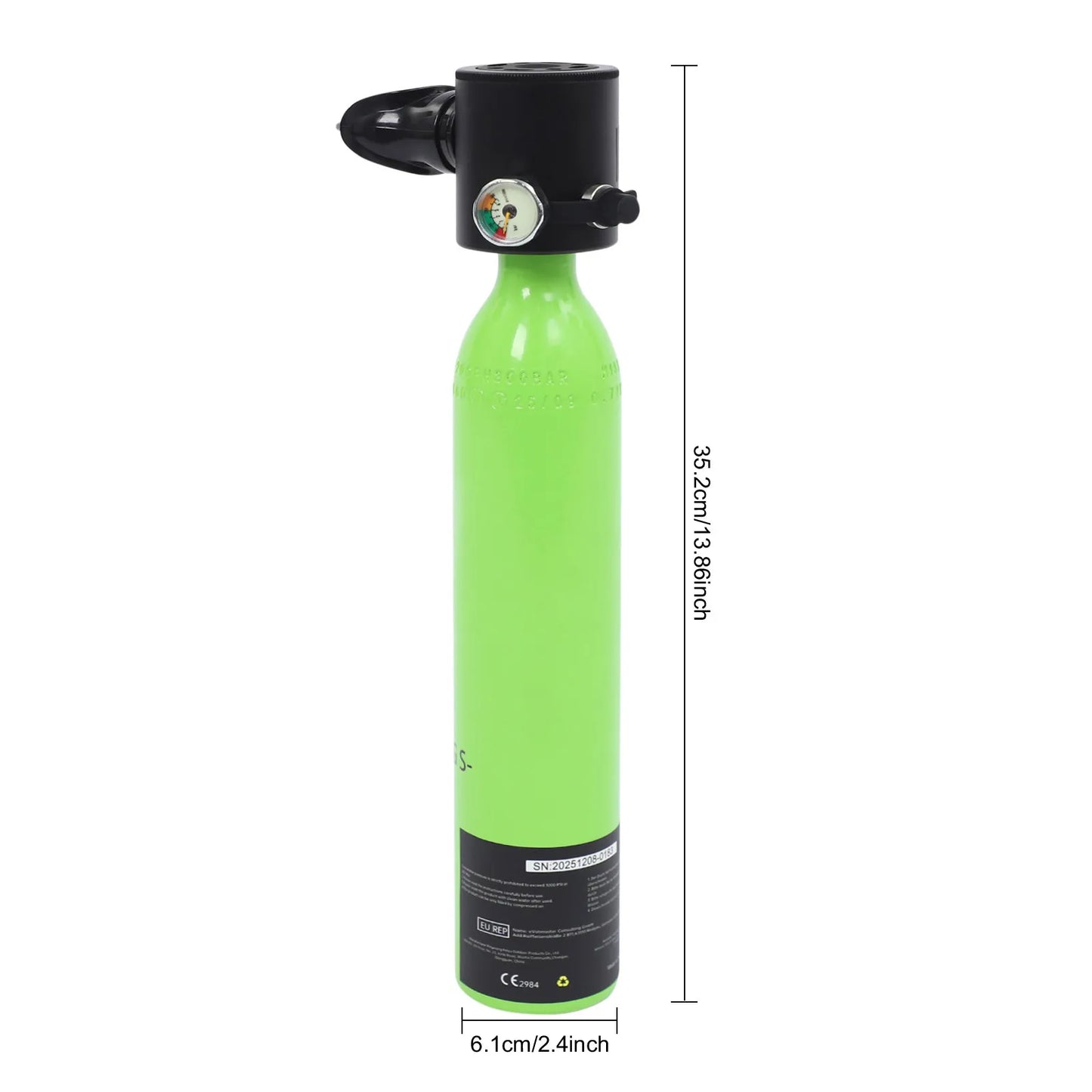 0.5L Mini Underwater Diving Tank Kit, Single Respirator Bottle Valve, Water Snorkelling Lung Tank for Diving