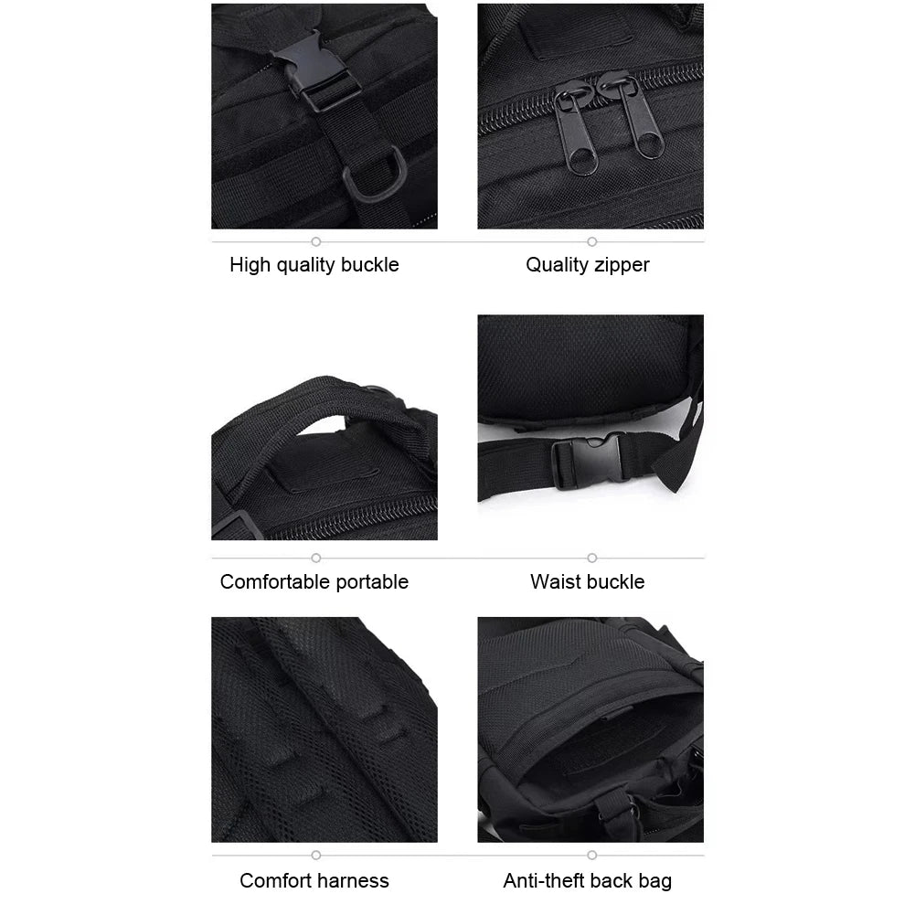 Mountaineering Bag Large Capacity Tactical Bag Adjustable Hiking Backpack Breathable for Hiking Camping Travel