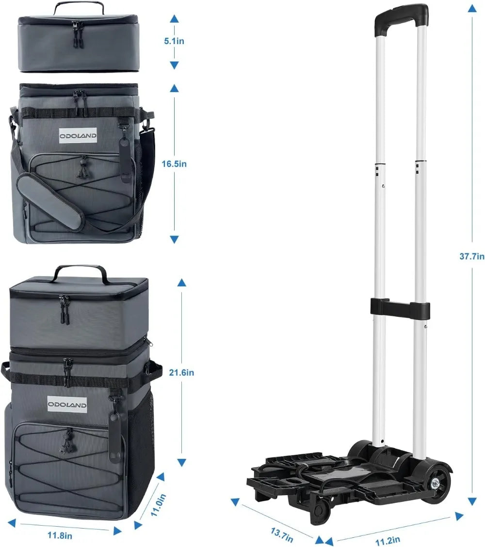 72 Can Rolling Cooler Bag with Wheels & Handle, Collapsible Insulated Ice Chest for Beach, Camping & Tailgating - Portable Travel Soft Cooler on Wheels