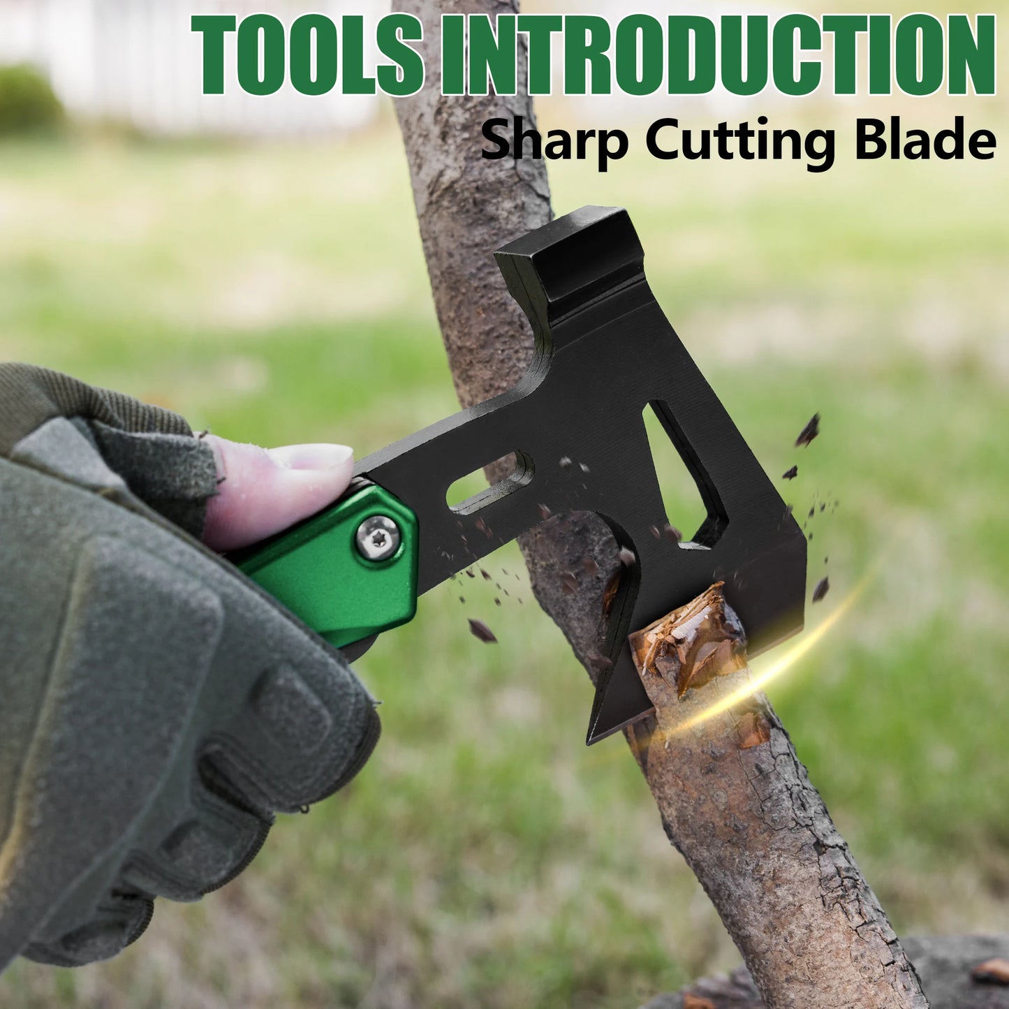 Camping Axe Hammer 14-in-1 Multitool, Hatchet Multi Tool Stainless Steel with LED Light, EDC Hiking Survival Multi Functi