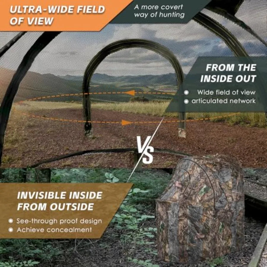 Hunting Chair Blind 1/2 Man One-Way See Through Ground Blind Portable/ Camouflage Chair Tent with Carrying Bag