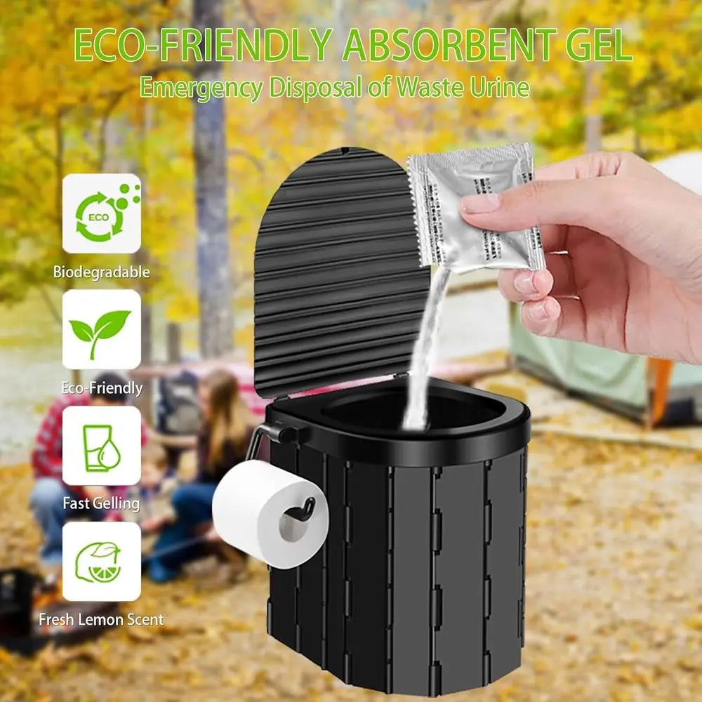 Portable Toilet Kit, Camping Toilet with Pop-Up Privacy Tent and Poo Gel Toilet Bags, Washable Portable Outdoor Showers Changing