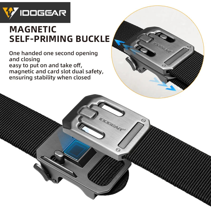 IDOGEAR 1.5" Tactical Ratchet Belt 1000D Nylon No Holes Quick-Release Slide Buckle for Hunting Airsoft Outdoor 3446