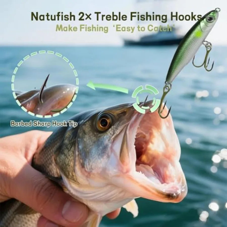 Treble Fishing Hooks for Lures, High Carbon Steel, Silver, 2X Strong Sharp Barbed Round Bend, Freshwater Saltwater Use