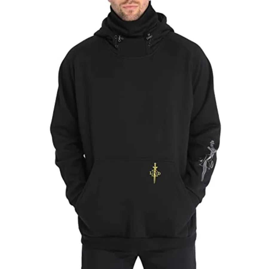 LRD Fleece Hoodie with Mask for Men Built in Gaiter Tactical Fishing Sweatshirt