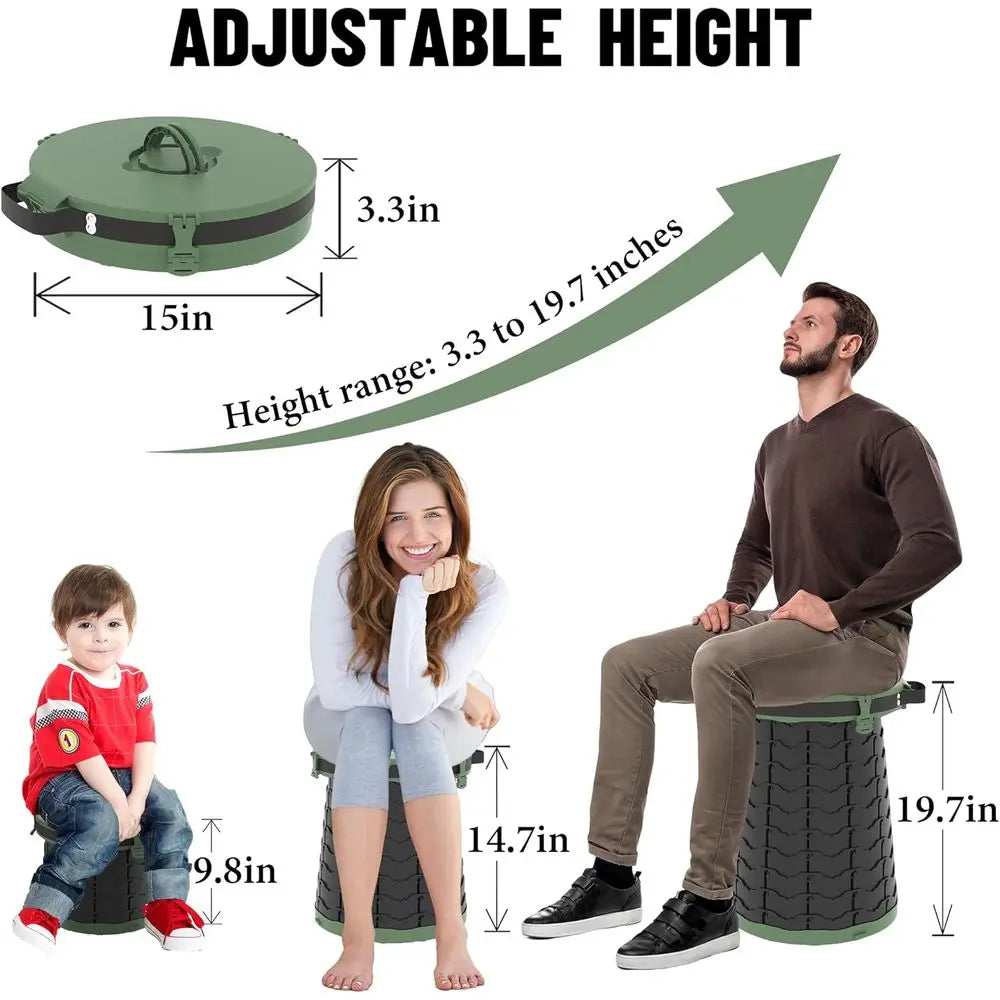 XXL Portable Toilet for Camping,880lbs Capacity,19.7" H Adjustable Outdoor Toilet with 7 Garbage Bags,Porta Potty for Adults,Col