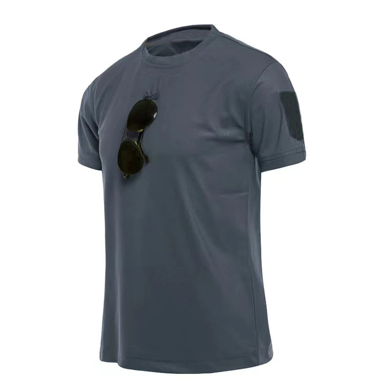 Men's Summer Tactical Sport Military Shirt Quicky Dry Combat Breathable Elastic Pullerover Hiking Camping Climbing Tops Tees