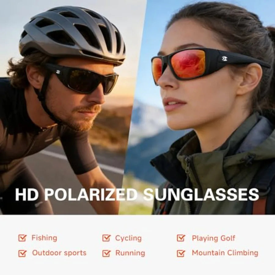 Sports Polarized Sunglasses for Men: Women UV400 Protection Wrap Around Sun Glasses for Fishing Driving Cycling TR90