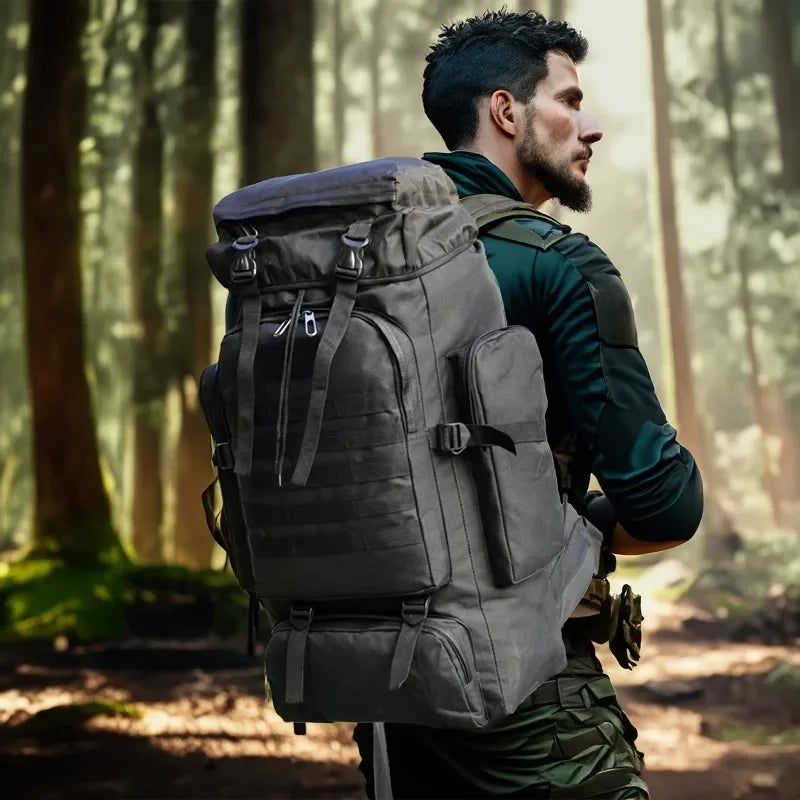 80L Mountaineering Bag Climb Bag Tactical Backpacks Large Backpack Outdoors Hiking Camping Travel Bags