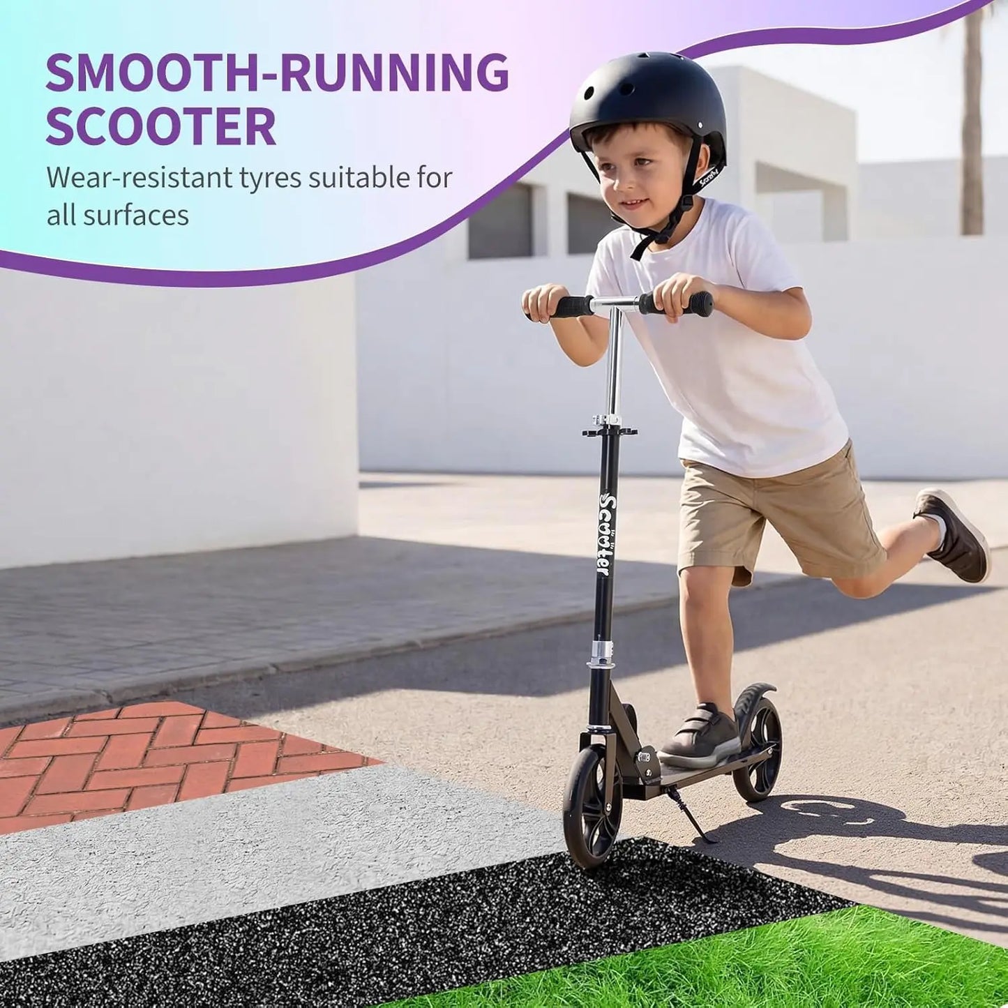 Urban Ride Kick Scooter for Kids Teens & Adults Ages 3-12 Years, Foldable Lightweight Design, Large 2 Wheels, Adjustable Handlebar, Non-Slip Deck & Sturdy Aluminum Frame