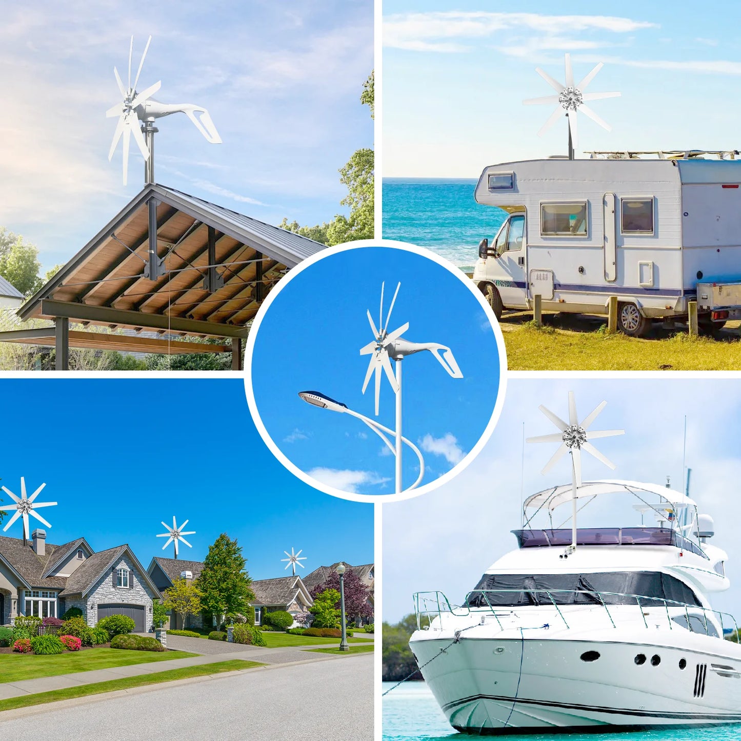 3000W Small Windmill 8 Blades Wind Turbine Generator Kit 12/24/48V with Wind-Solar Hybrid Controller High efficiency Free Energy