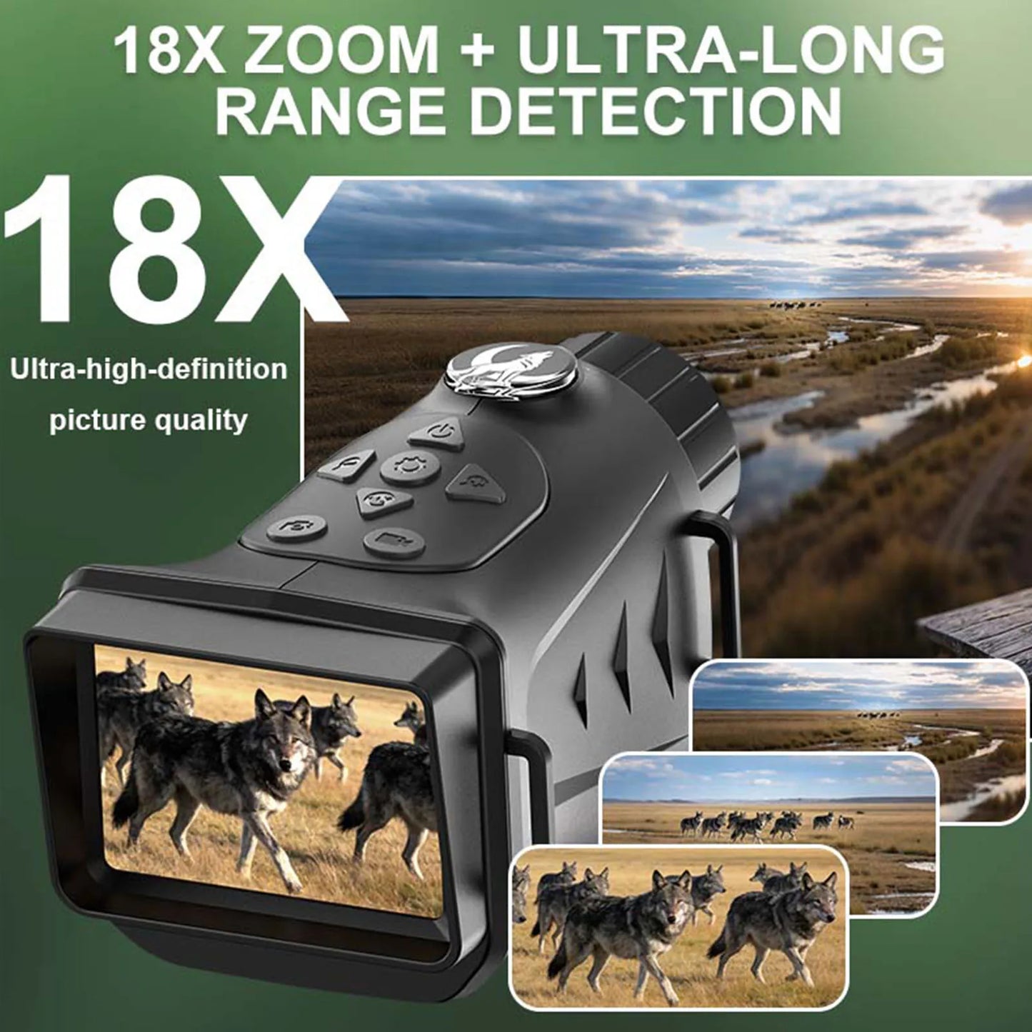 4K Infrared Night Visions Device Rechargeable Night Visions Monocular with 2.8 Inch Large Screen 18X Digital Zoom for Camping