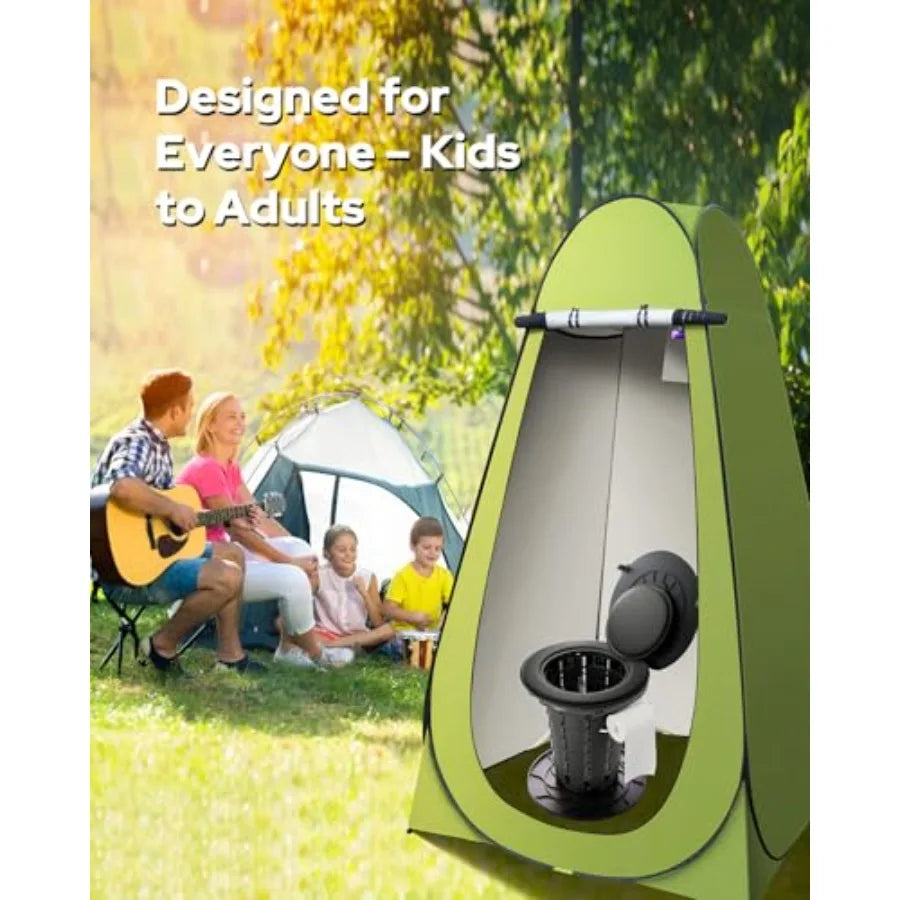 Portable Toilet with Pop-Up Privacy Tent, Camping Lantern, Compact Travel Toilet with Lid, Waste Bags and Gel Packs Outdoor, RV