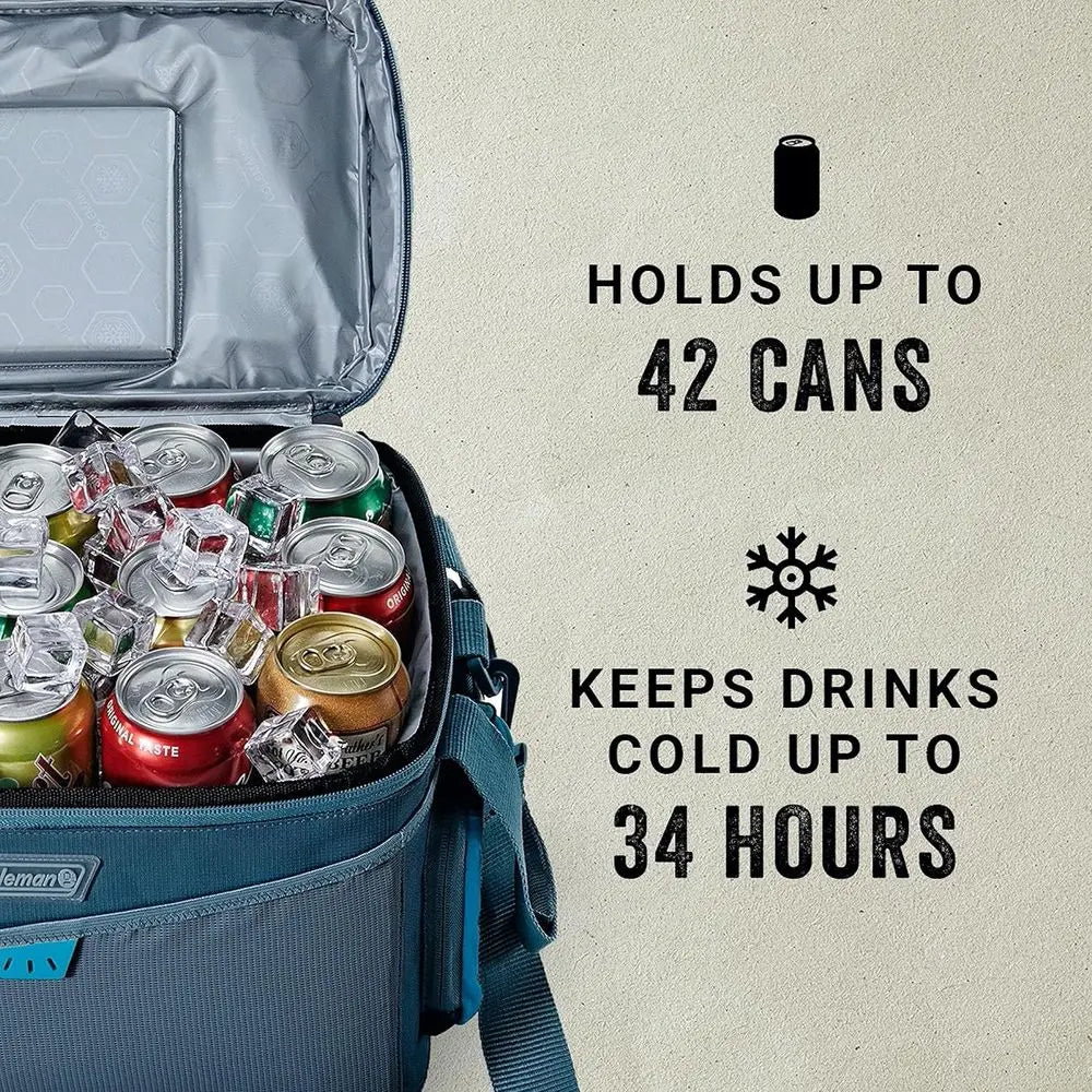 Wheeled Soft Cooler with Expandable Pockets, Keeps Cold for Up to 34 Hours
