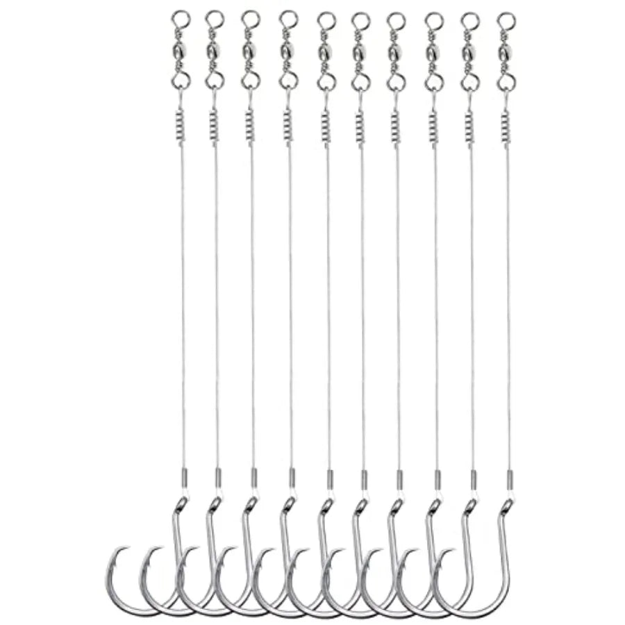 Saltwater Steel Circle Hook Rigs for Catfish Bass Fishing, Stainless Steel, Silver, Corrosion-Resistant Sharp Offset Octopus Ho