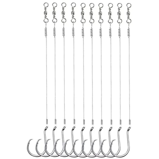 Saltwater Steel Circle Hook Rigs for Catfish Bass Fishing, Stainless Steel, Silver, Corrosion-Resistant Sharp Offset Octopus Ho
