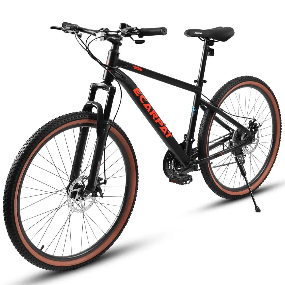 27.5 Inch Mountain Bike for Adults, Durable High Carbon Steel Frame, Front & Rear Disc Brakes, Stylish Brown Edge Tires, Wear-Resistant All Terrain Bicycle, Ideal for Urban Commuting & Outdoor Exploration