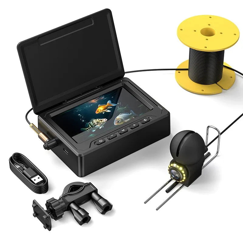 Underwater fishing camera, 1080P HD, portable fish finder equipped with a 4.3-inch LCD screen and infrared night vision light, suitable for fishing on ice lakes, boats, and kayaks.