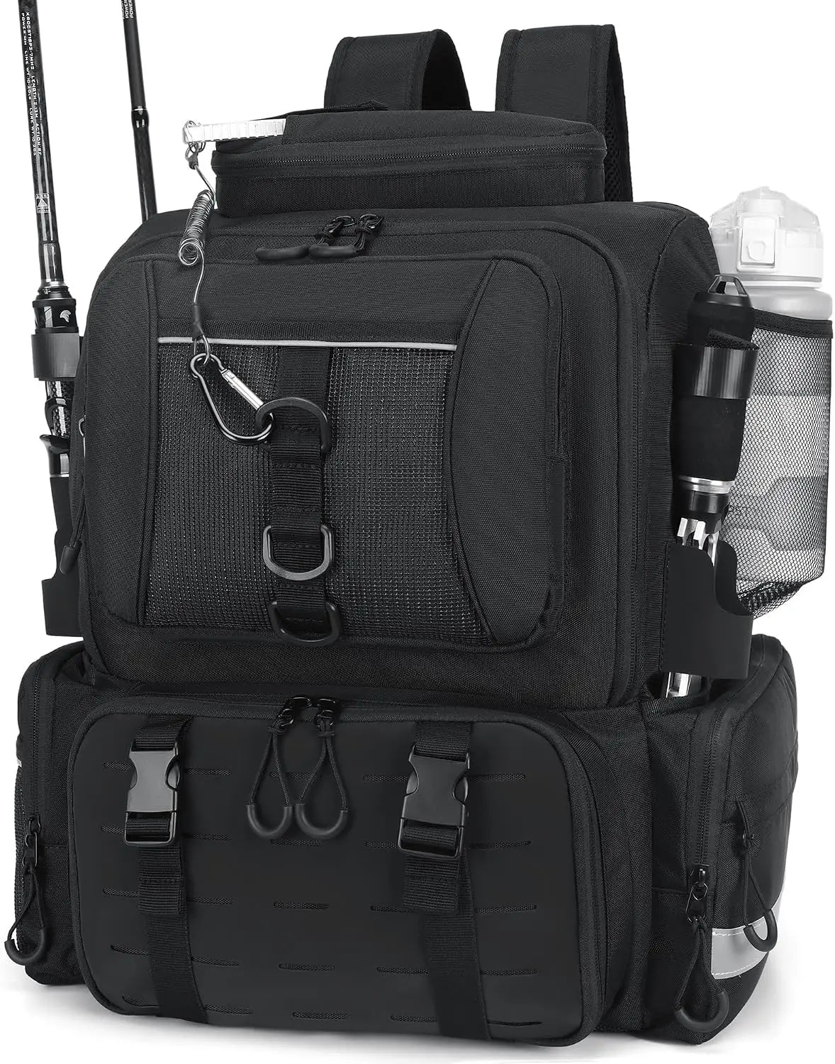 42L Large Capacity Fishing Tackle Backpack With Detachable Tackle Boxes Multi Compartment Storage Bag Durable Fabric For Lure Fishing Shore Angling Camping Hiking Road Trip Outdoor Travel Gear Organizer