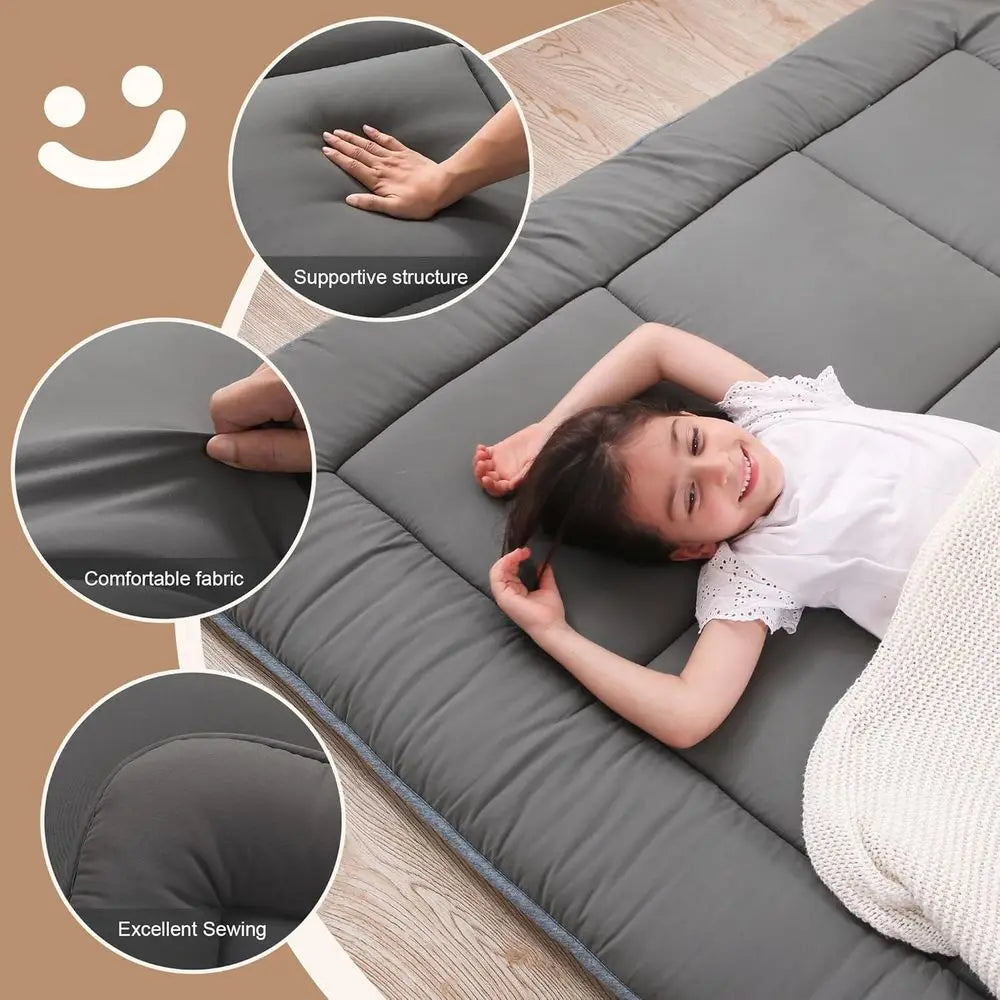 Grey Twin Size Roll-Up Tatami Mattress, Portable Camping Bed, 39x80