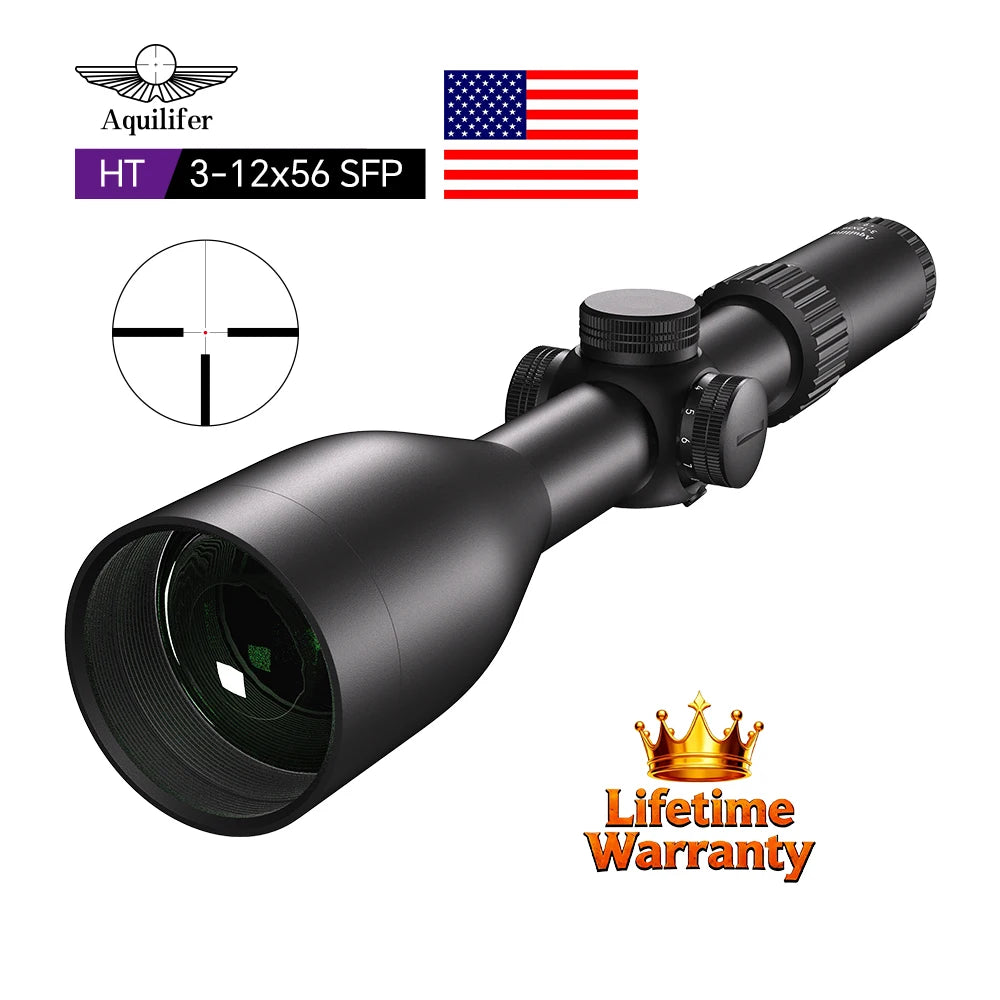 Aquilifer 3-12x56 Hunting Scope ED Glass Fully Multi Coated High Light Transmission for Dawn Dusk