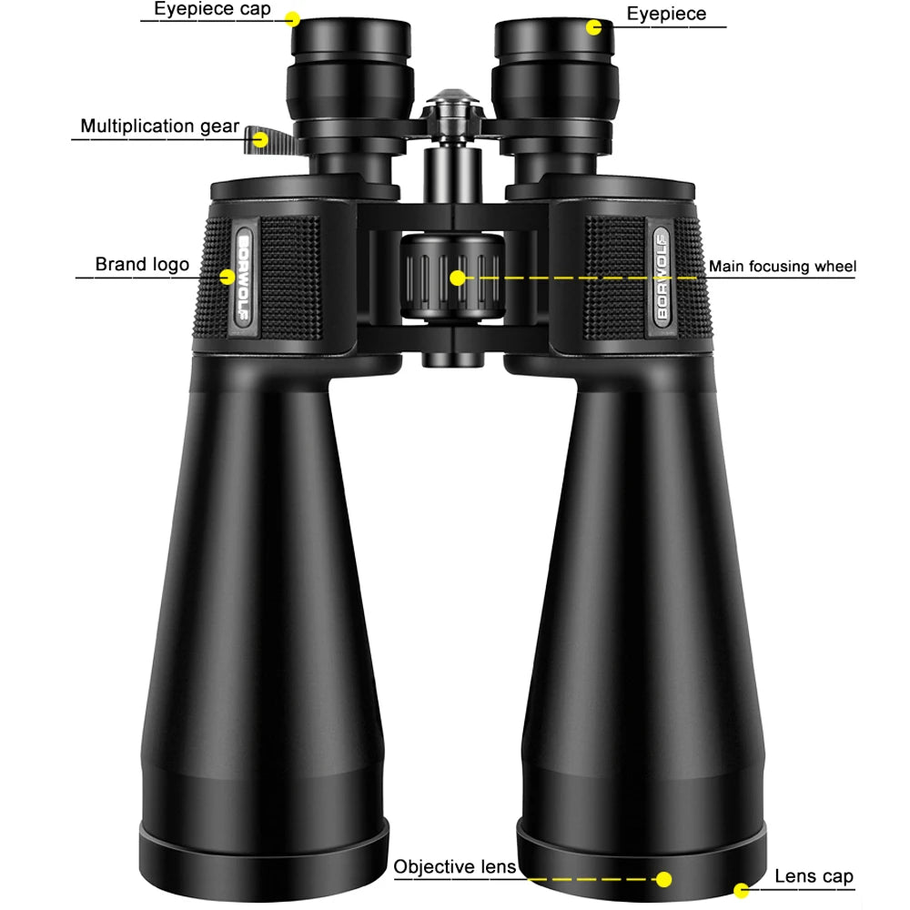 BORWOLF 20-60X70 Binoculars Telescope HD  Bak4 Prism Professional Zoom Powerful for Hunting Bird Watching