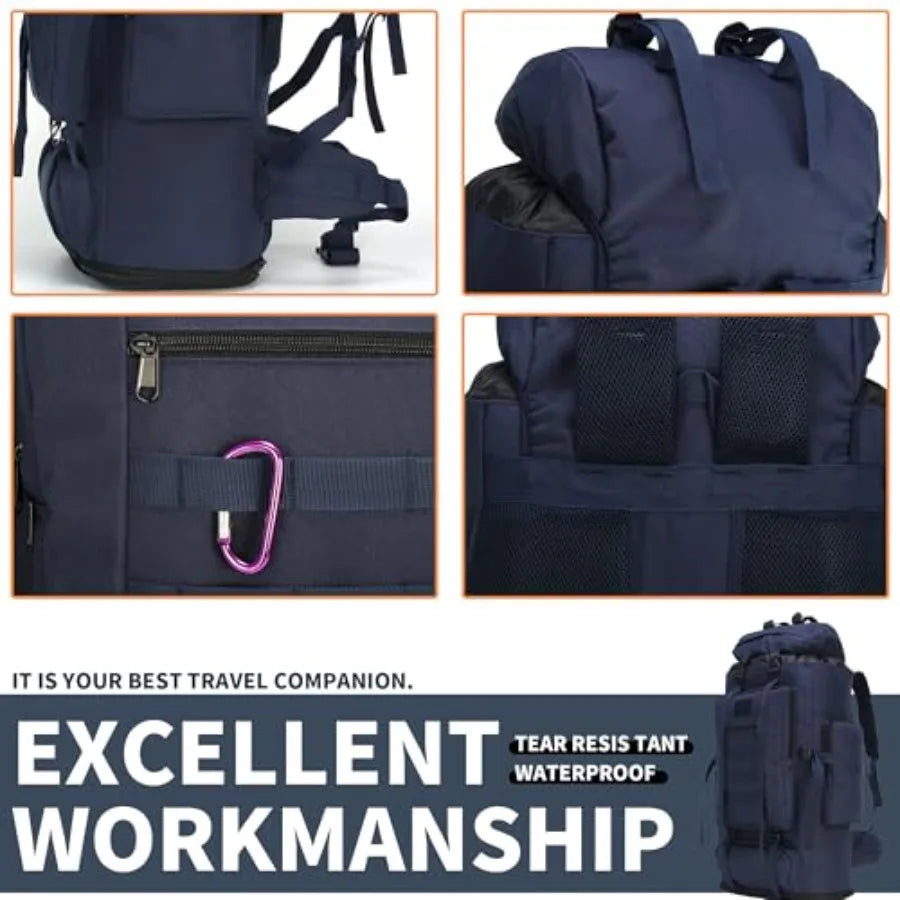 100L Hiking Camping Backpack MOLLE Rucksack Waterproof Daypack