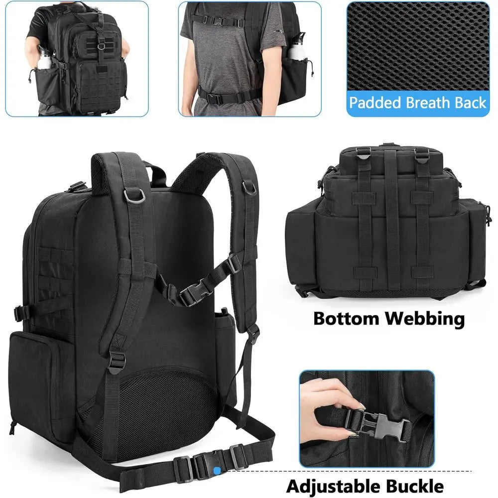 Tactical Medical Backpack for First Aid, Hiking, Camping, and Outdoor Adventures (Black)