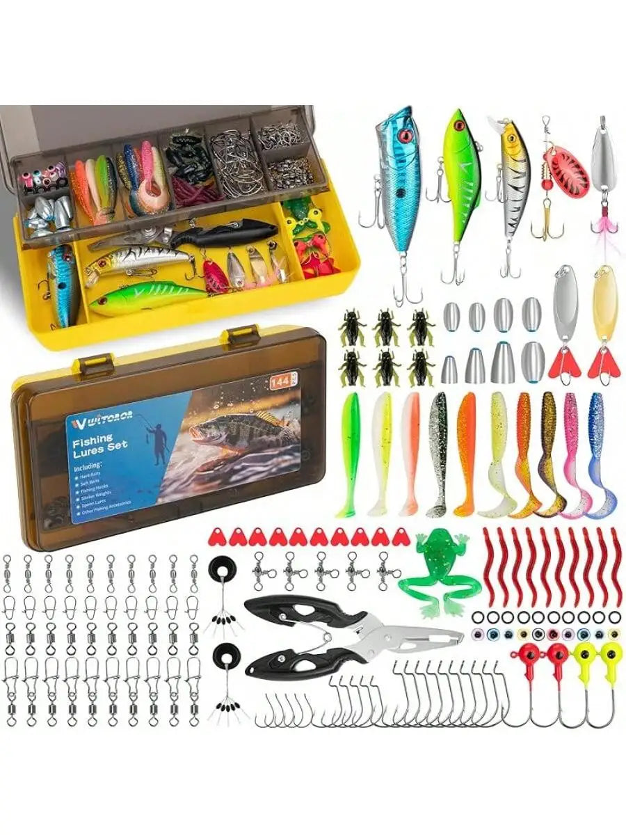 Fish Bait, Fishing Tackle Box With Fishing Gear, Crankbait, Spoon, Fishing Hooks, Sinkers And Other Accessories, Fishing Lures, Fishing Lures, Men's Gifts, Bass, Freshwater