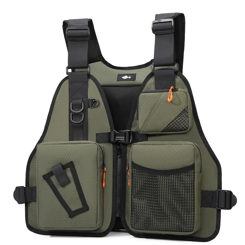 Fishing Vest Backpack Multifunctional Multi‑Pocket Breathable Waterproof Outdoor Tackle Storage Bag for Fishing Hiking Camping Hunting Adjustable Unisex Fishing Gear Accessory