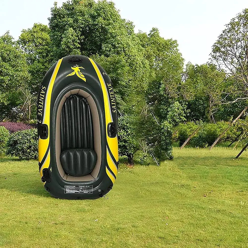 Durable 2-Person Inflatable Boat Set, Portable Reinforced Floating Mats, and Durable Rubber Dinghies for Fishing and Recreation