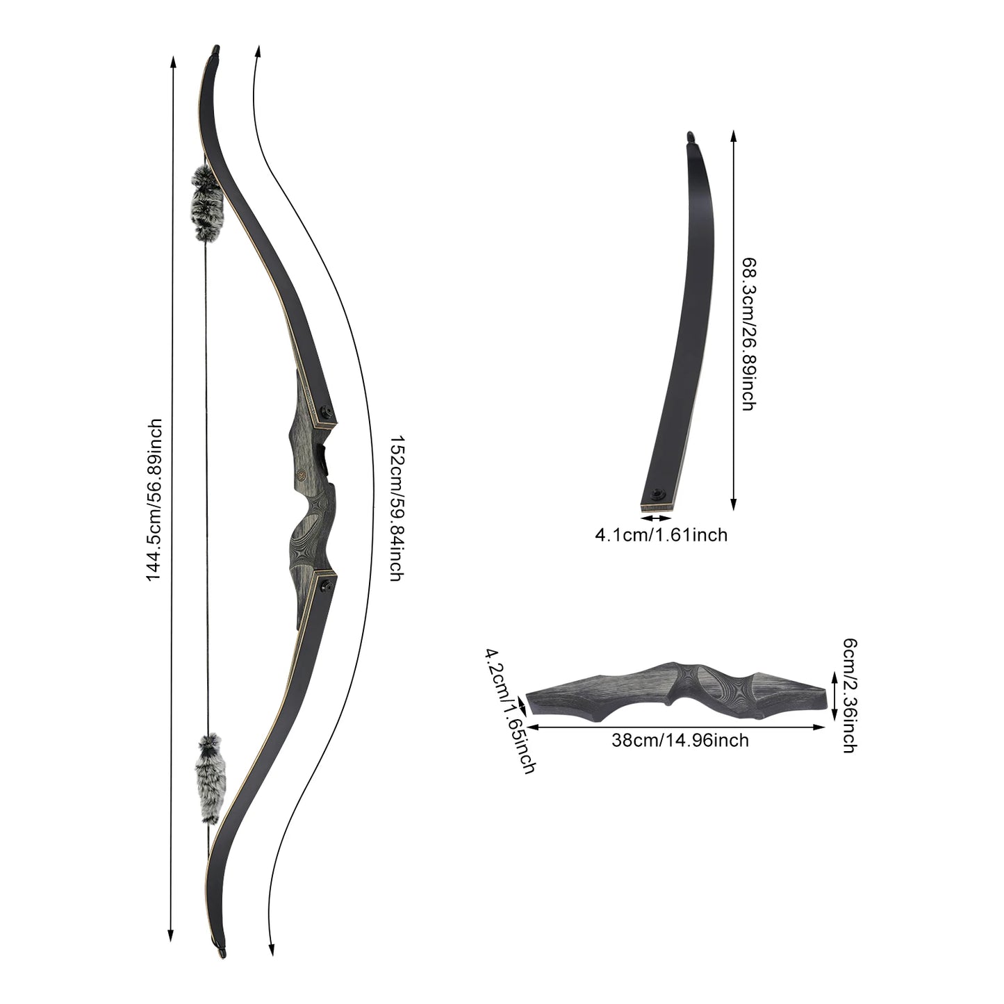 15.88kg/35lbs Takedown Recurve Bow, Wooden Recurve Bow, Recurve Bow Kit Used to Practice Basic Archery Posture, Aiming, and Release Techniques in a Backyard or at a Shooting Range