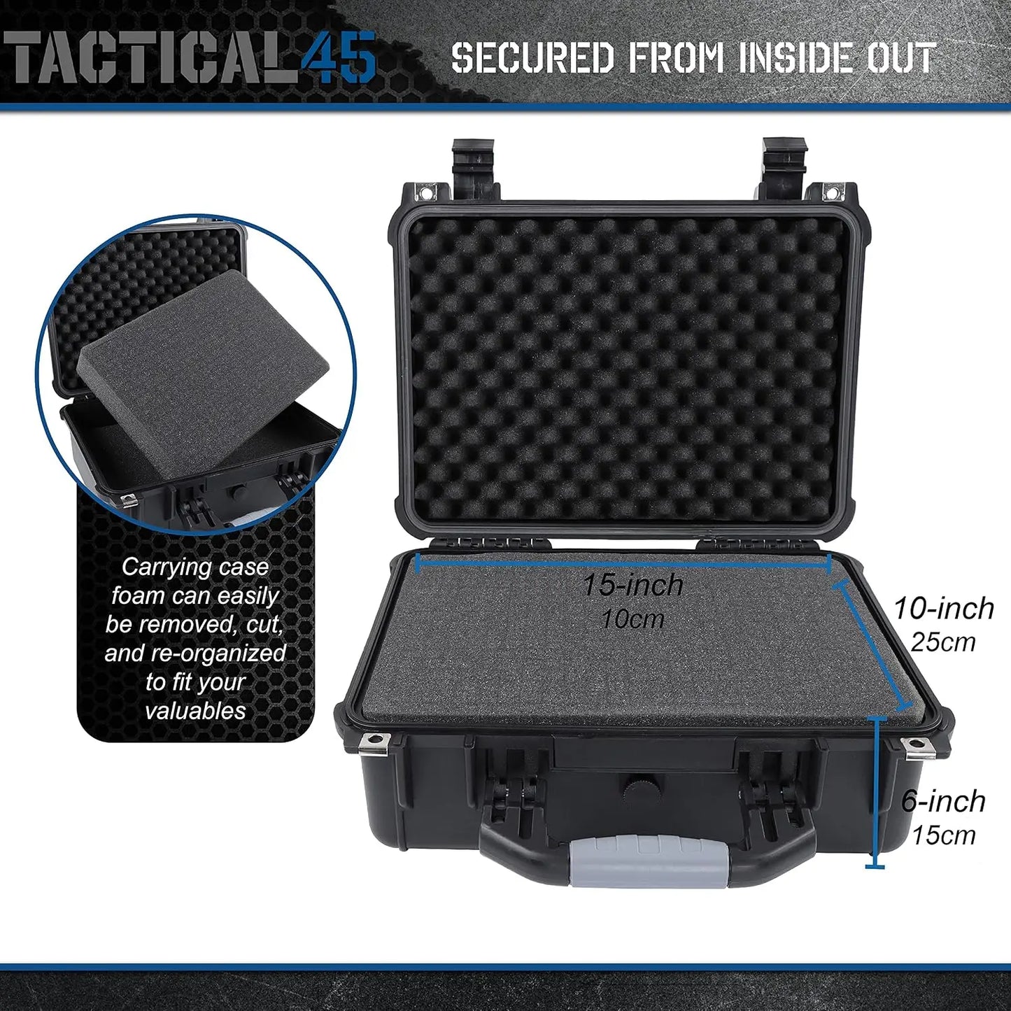 Hard Case with Foam 16x13x7in Waterproof Storage Box for Camera Drone Rifle Handgun