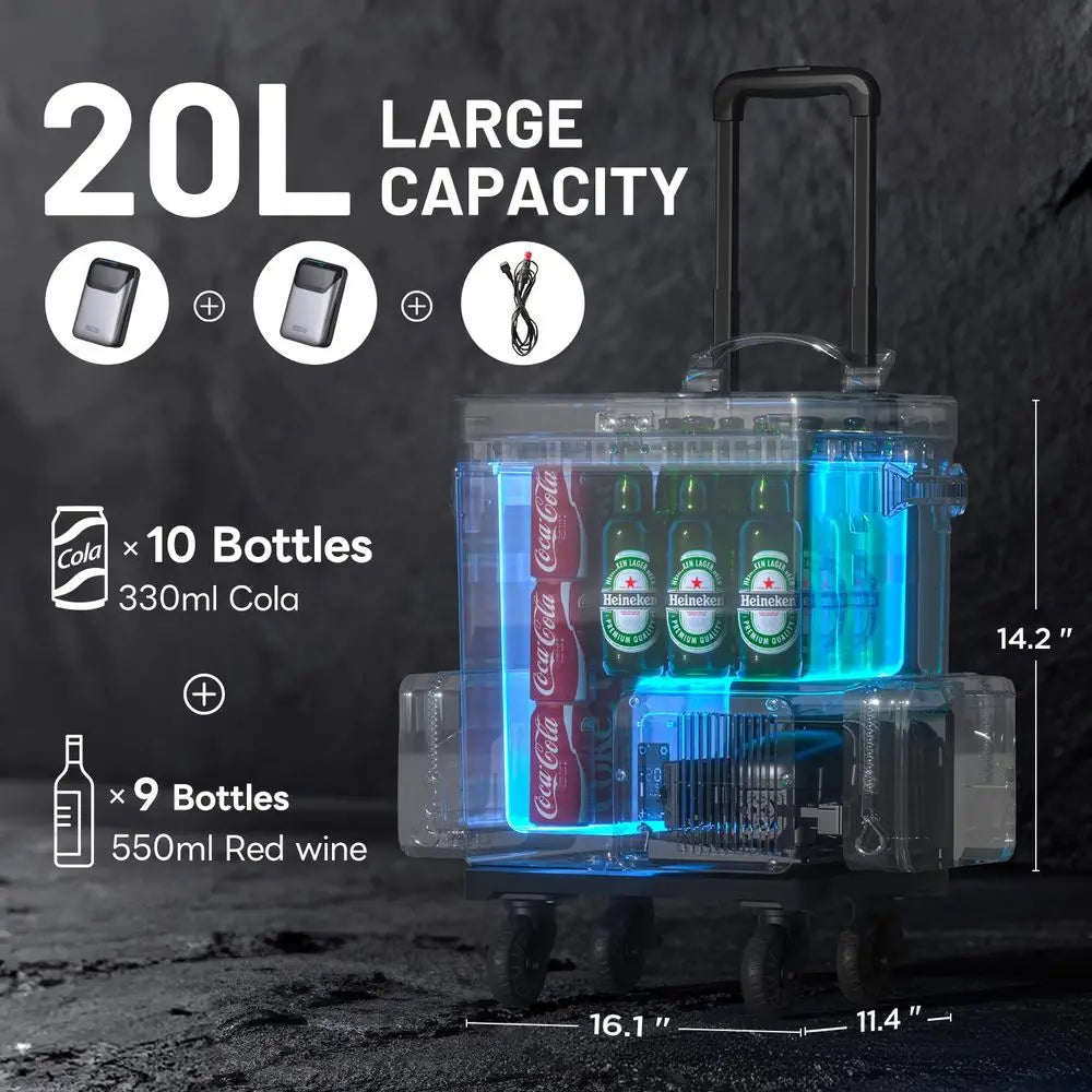 FrozenPack Wild 12V Car Refrigerator amp Portable Electric Cooler, 20L 21QT with 2 U20 Batteries, Backpack Design, 468 Travel F