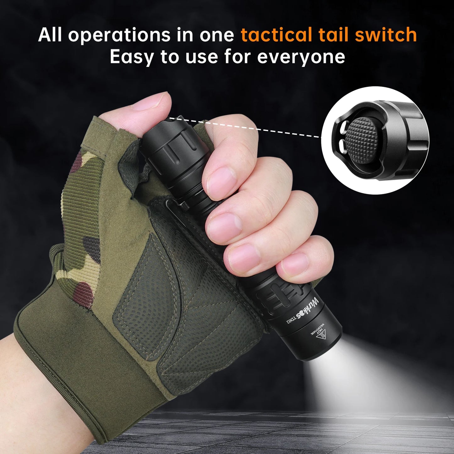 Wurkkos TD02 Tactical Flashlight 2000 Lumens 18650 Rechargeable Battery Direct Shipping from Overseas Warehouse