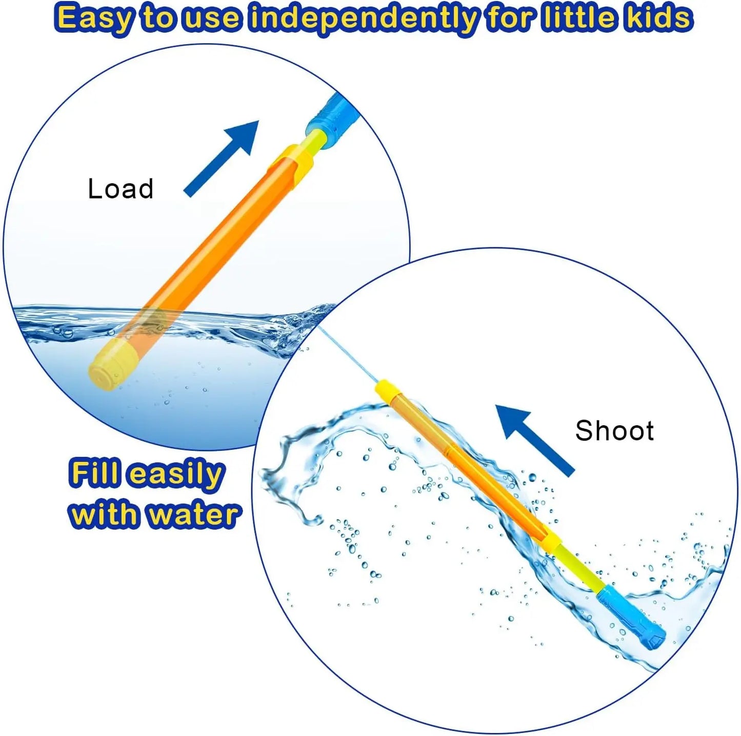 6-Pack Water Gun Set for Kids and Adults, Long-Range Squirt Toys for Pool, Beach, and Summer Outdoor Fun