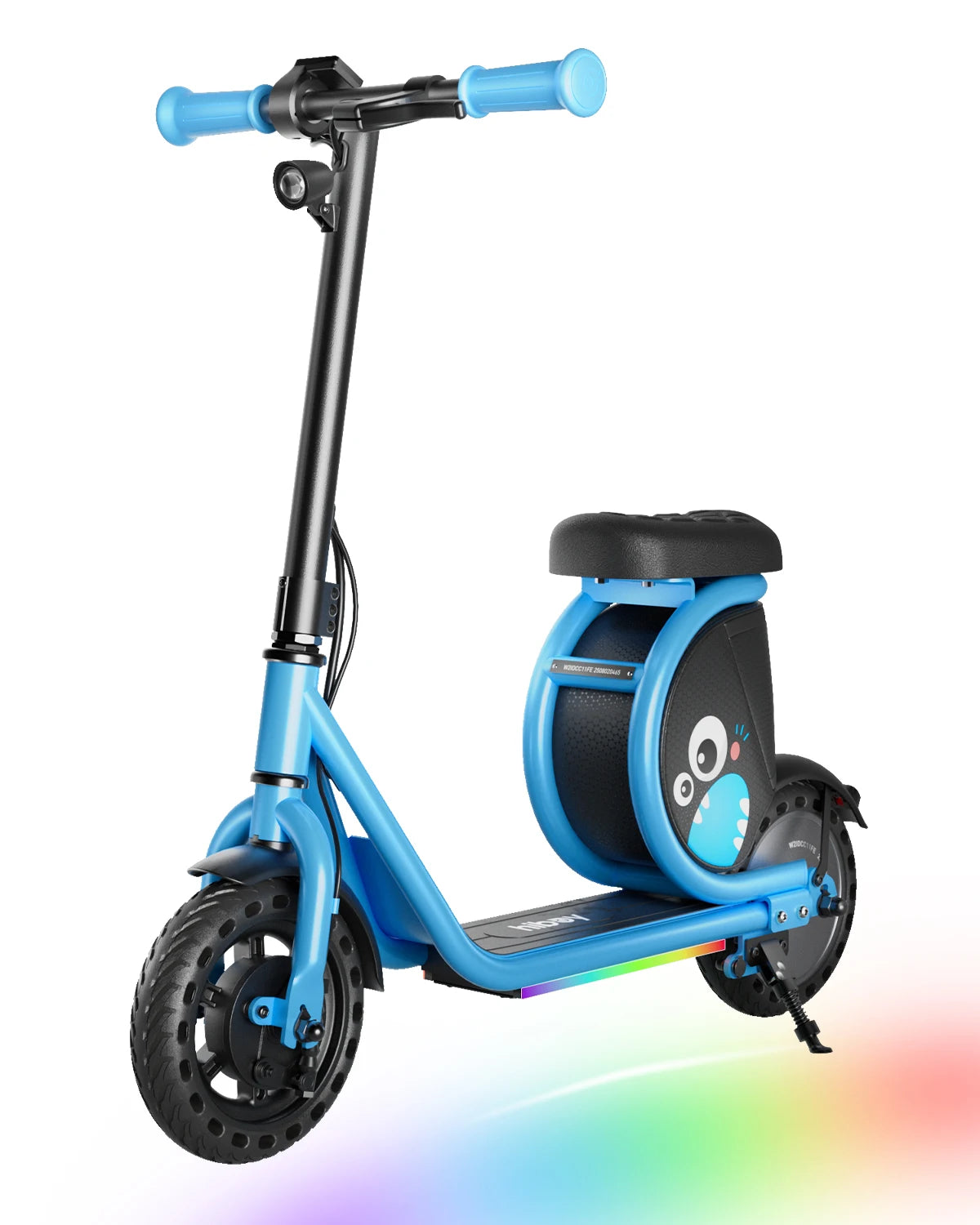 Hiboy Joyhaul Electric Scooter for Kids 4-10 Years, 100W Brushless Motor, 5 Miles Range 56Wh Battery, LED Neon Lights & Under-Seat Storage, Front Drum Brake Safety, Lightweight Foldable for Boys Girls