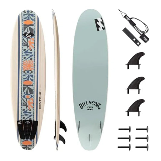 Billabong 7ft/8ft Soft Top Foam Surfboard for Beginner Adults and Lightweight Shortboard in Blue Durable Stable and Easy to Ride