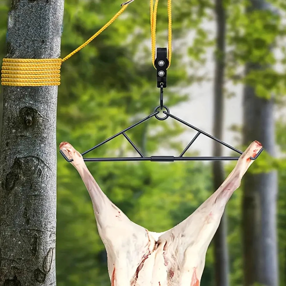 Max To 700 LBS Elk Hoist Pulley Lift System with Gambrel Hunting Game Hanging Kit for Deer Butcher Hunting Accessories Gift Set