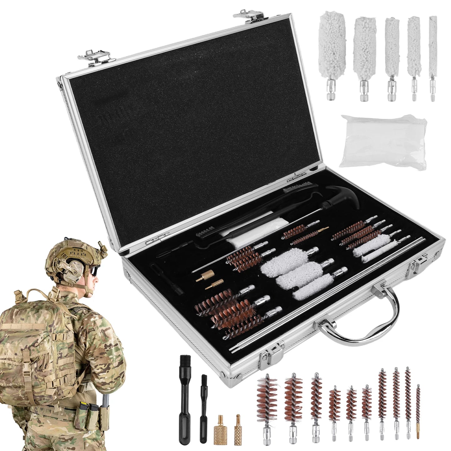 Gun Cleaning Kit Gun Barrel Brush Box Set Gun Brush Pipe Cleaning Tools for Rifle Pistol Handgun Shotgun Cleaning Kit Tool