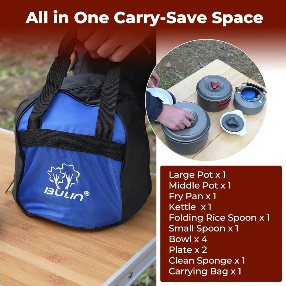 24-Piece Camping Cookware Set: Lightweight Backpacking Mess Kit for Hiking, Picnic, Family Outdoor Cooking